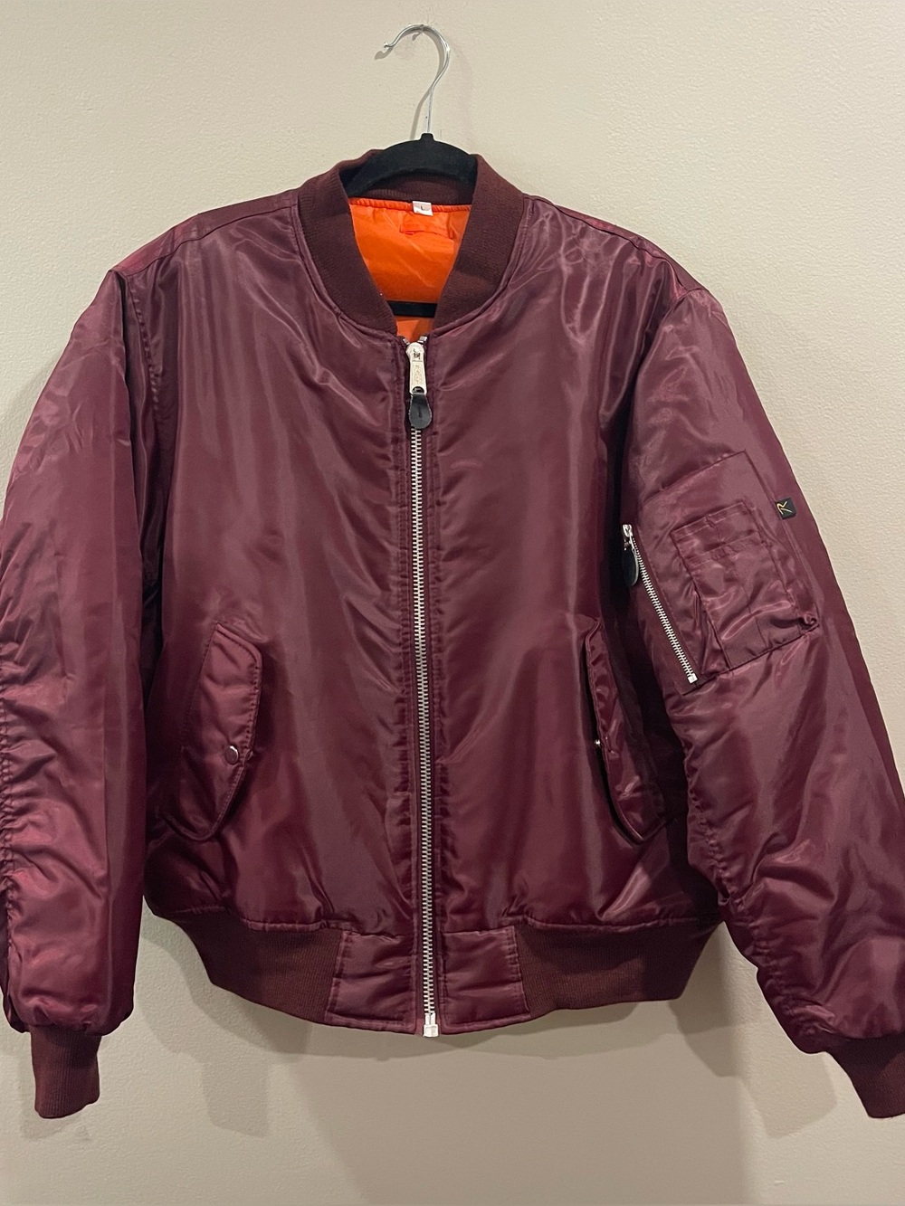 Oxblood MA-1 Flight Jacket / Bomber Jacket – Excellent Condition